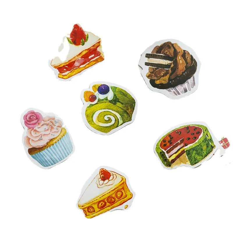 Yuxian hand ledger sticker box of 50 sweetheart cake shaped printed stickers in cute style