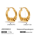 Women's stainless steel colour matching earrings in geometric ring style with electroplated gold finish