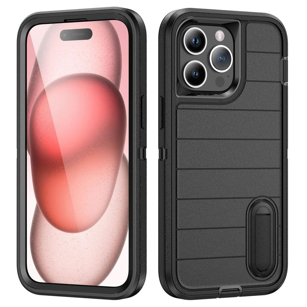 Apple iPhone 14 defender case with bracket in black orange colour, PC material, drop protection