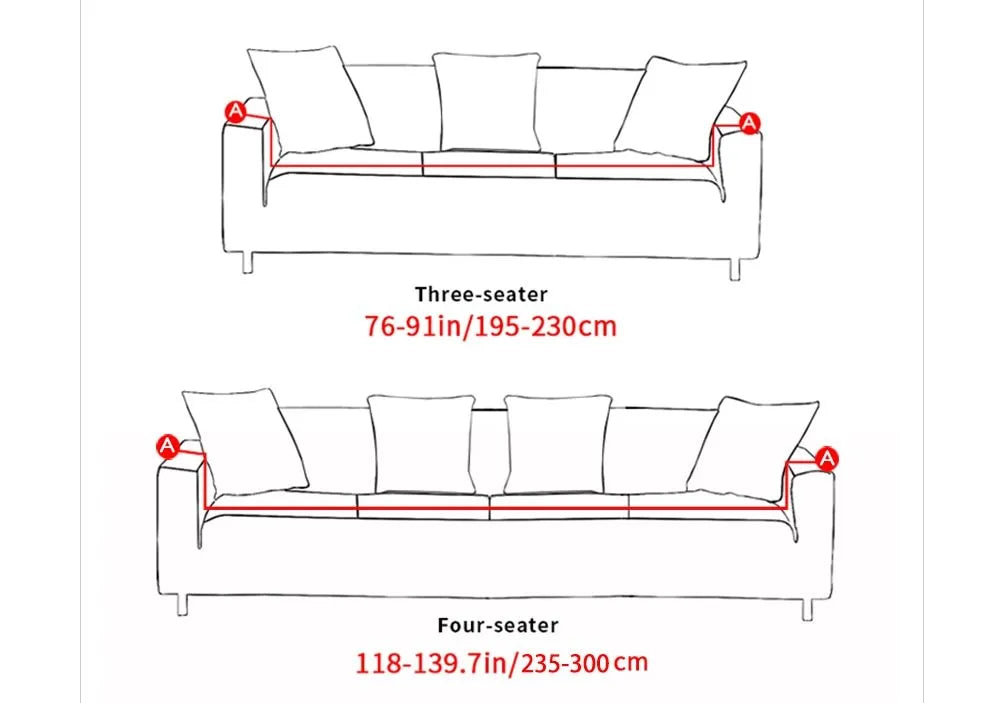 Elastic non-slip sofa cover in a colourful pattern, single seater size 90-140 cm, high-density fabric