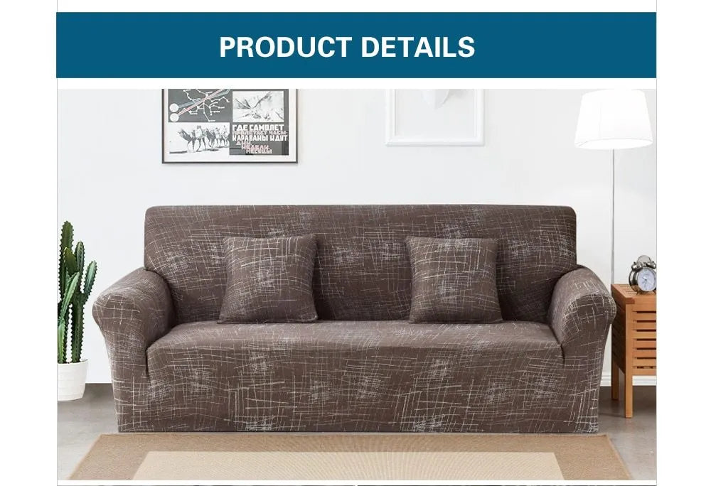 Elastic non-slip sofa cover in a colourful pattern, single seater size 90-140 cm, high-density fabric