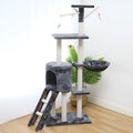 Cat Climber Cat House 140cm multi-level tower with sisal scratching posts in beige and grey colour options.