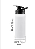 White aluminium sports water bottle for cycling and outdoor activities in 600ml and 750ml capacity options