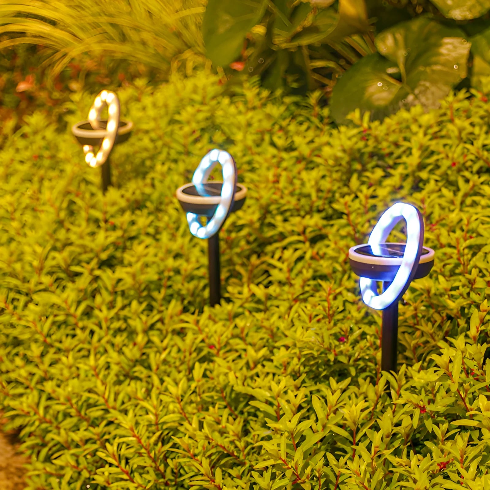 Solar lawn light with 12LED rotating design for outdoor garden illumination in colour or white light