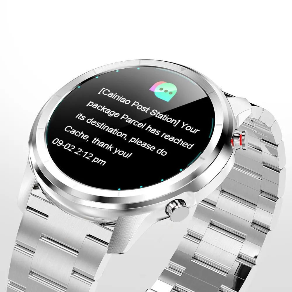 LEMFO LF26 smart bracelet on wrist showing 1.3-inch screen in a Brown Silver colour option.