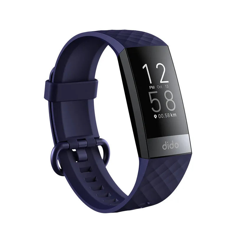 Y6 Black smart health bracelet with 1.1-inch display on a wrist, showing blood pressure and ECG readings.