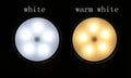 White ABS human body induction night light with 360-degree rotating LED head and magnetic base, dual colour temperature and brightness settings.