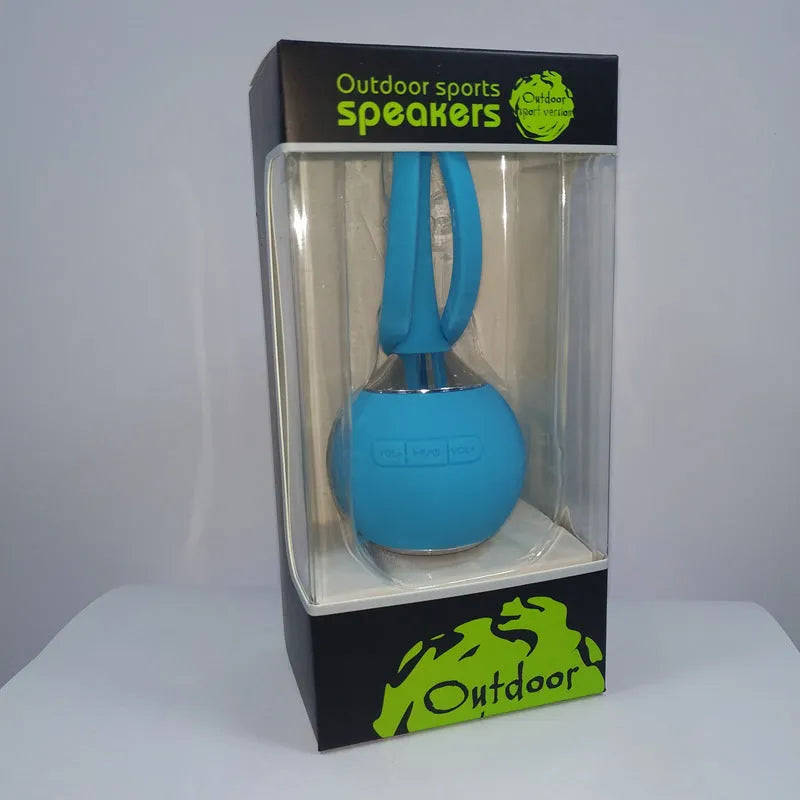 Mini waterproof Bluetooth speaker with stainless steel mesh and LED light in yellow colour