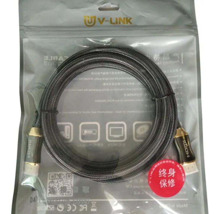 High-speed HDMI 2.0 cable for 4K video projectors and TVs, shown with connector detail.