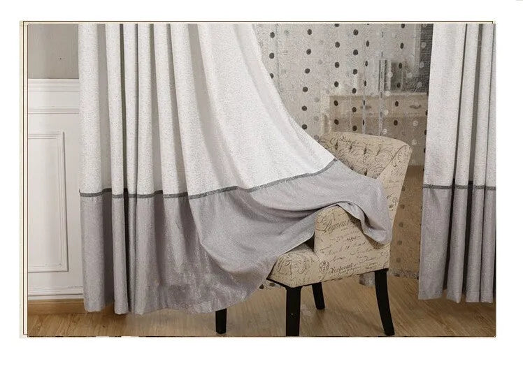 Custom blackout curtain panel showing fabric texture and hanging options