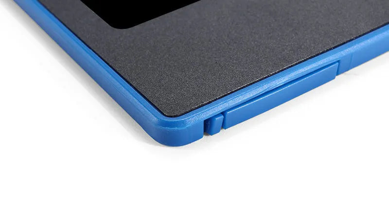 LCD drawing tablet with blue-green bold font display, ABS frame, erase button, and stylus