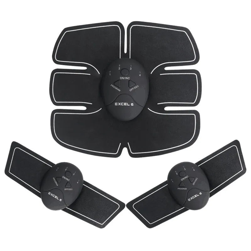 Black smart rechargeable abdominal patch with EMS technology and push-button controls