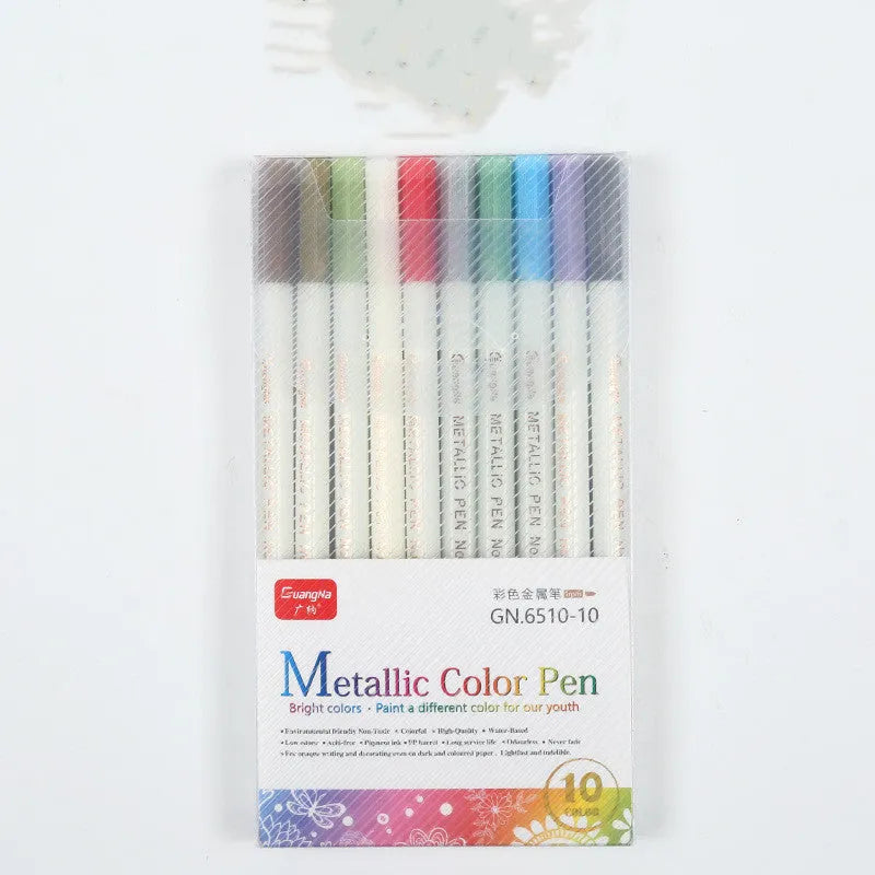 Black metal pens in plastic card album stationery set with multiple colour box options