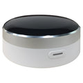 White universal remote control with infrared and RF dual-mode operation.
