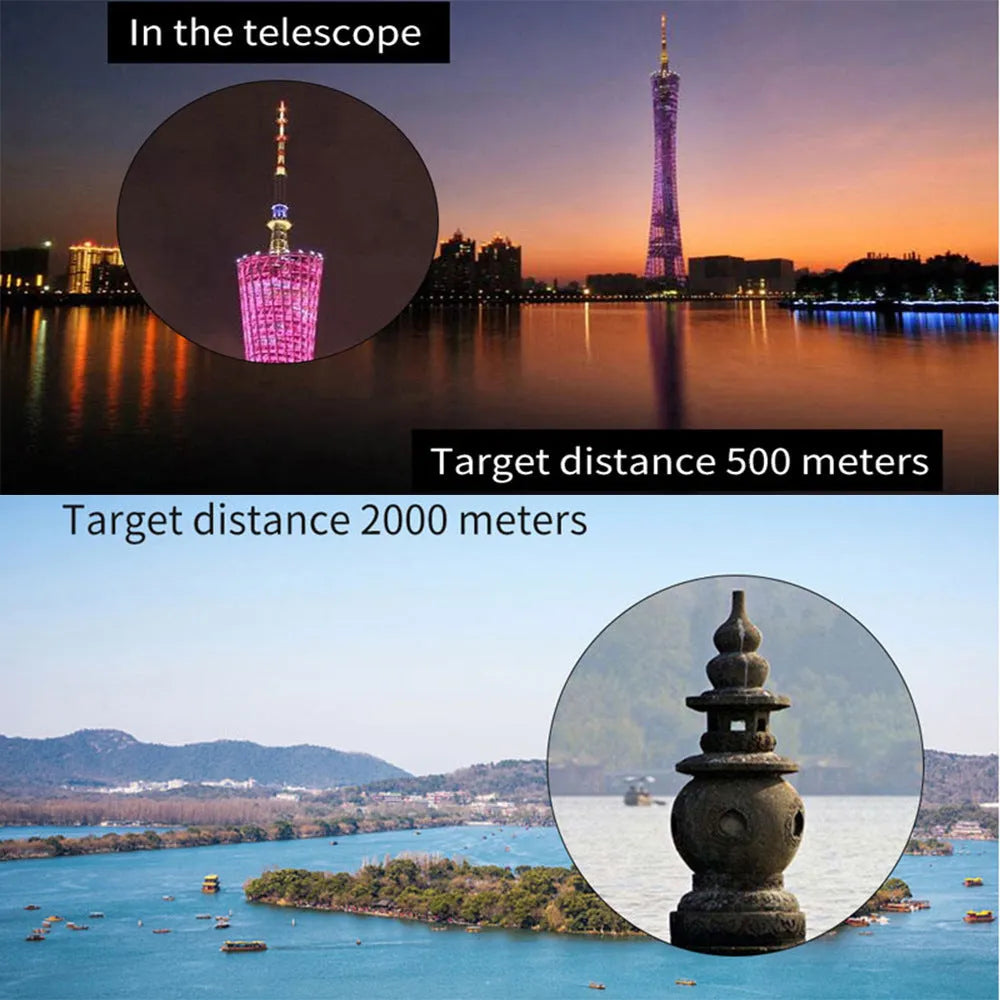 Black 20x50 monocular telescope with 12x magnification for outdoor observation
