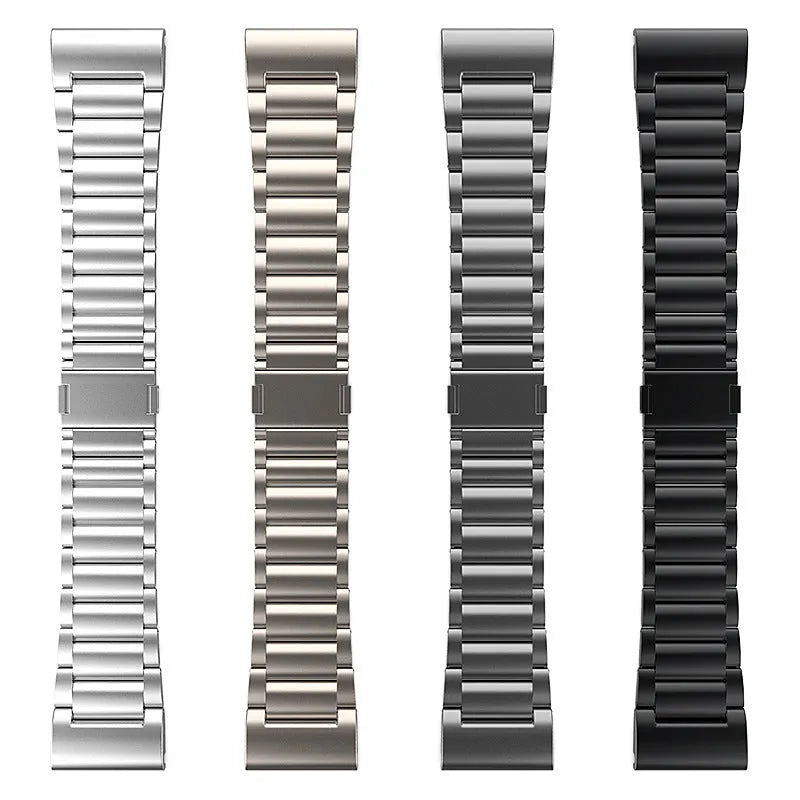 Magnetic buckle three-bead pure titanium watch strap for Jiaming Sanzhu in silver, 22mm width