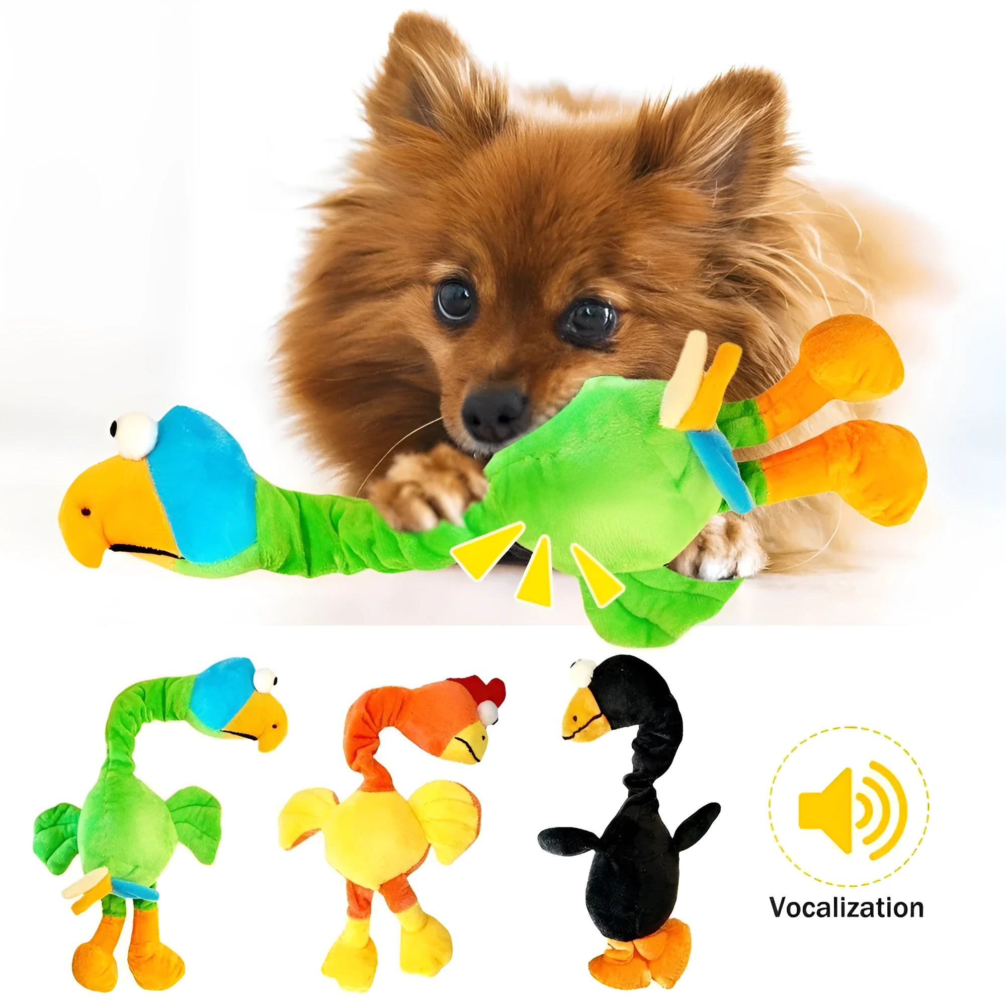 Screaming chicken squeaky dog toy in rubber with bite-resistant construction