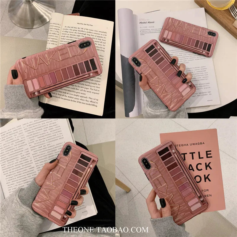 Flesh and grey silicone Eye Shadow phone case for various iPhone models.