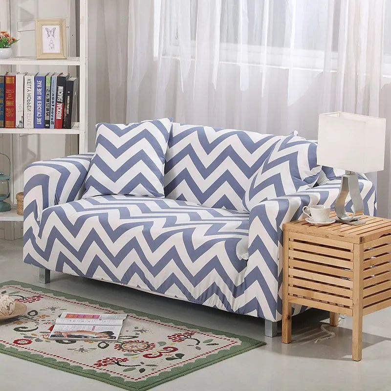 Elastic all-inclusive polyester sofa cover with striped pattern in modern simple style