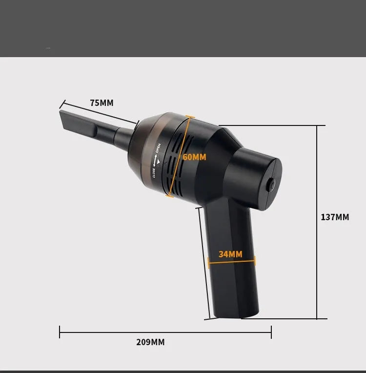Black desktop mini vacuum cleaner with USB cable for computer keyboard dust removal