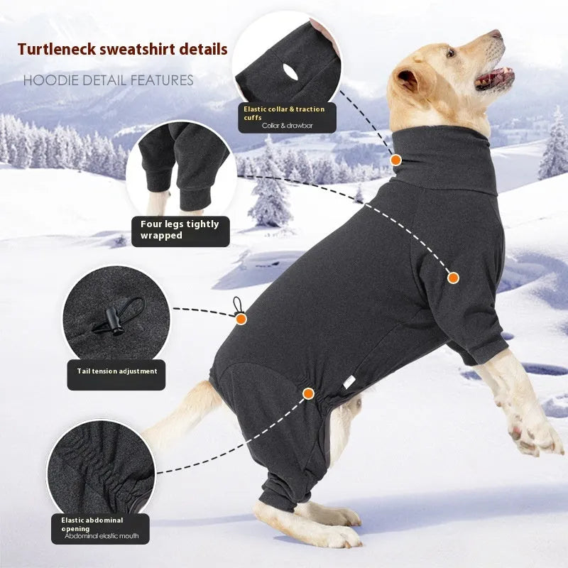 High collar polar fleece dog clothes in dark grey or wine red for cold weather protection