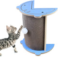 Cat corner scratcher cardboard pad for wall placement with hanging ball attachment