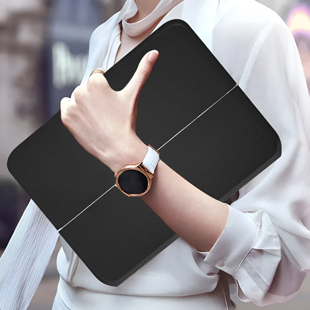 Black ultra-thin wireless Bluetooth keyboard leather case for iPad in flip-style design