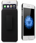 Black plastic back slide sleeve phone case with belt clip and striped design for iPhone