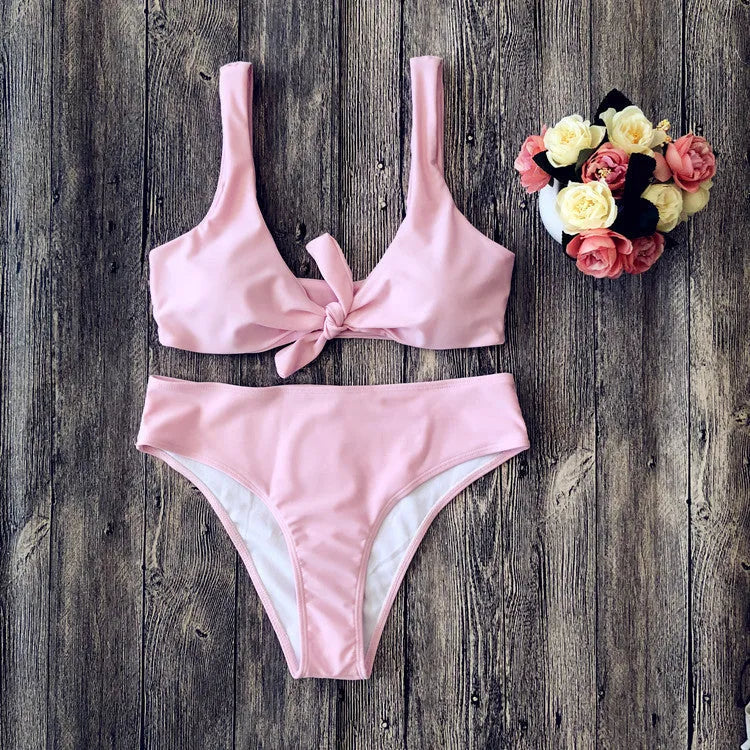 Polyester bikini set with bra and panties in five colour options