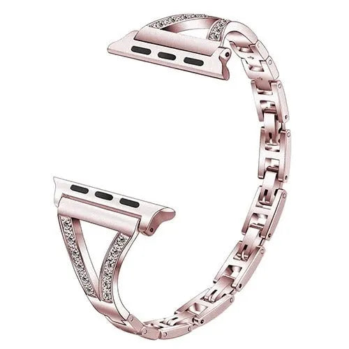 Diamond-studded stainless steel smart watch strap in multiple colours for 38mm and 42mm cases.