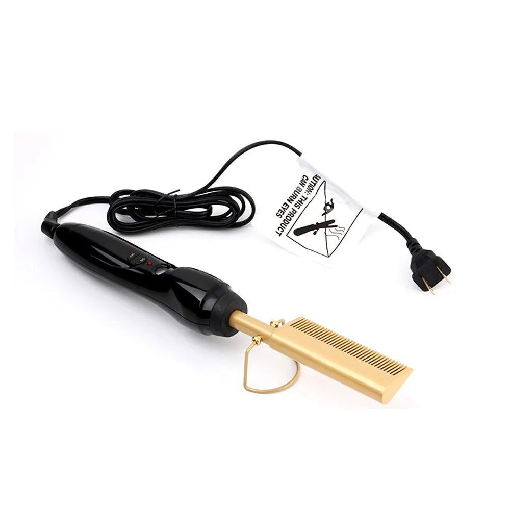 Multifunctional gold ceramic hair comb with 21-30mm thermal conductor and temperature control dial