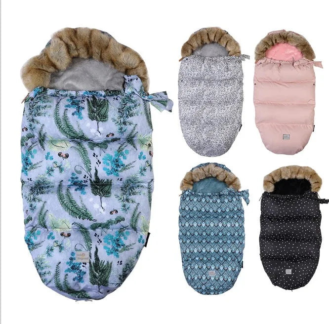 Baby stroller sleeping bag in down cotton fill, polyester fibre outer, 46x95x8cm, suitable for cold weather walks