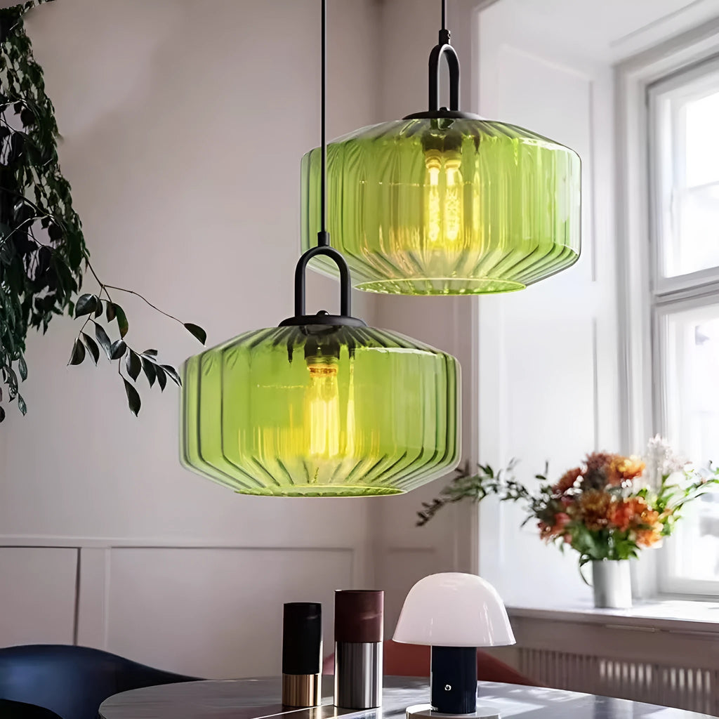 Modern simplicity stained glass chandelier with amber warm light, 220V ceiling fixture