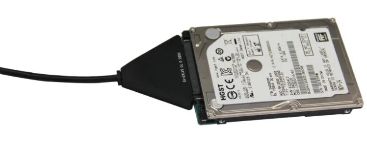 Black USB 3.0 to SATA 7+15 pin hard drive adapter cable for external data transfer