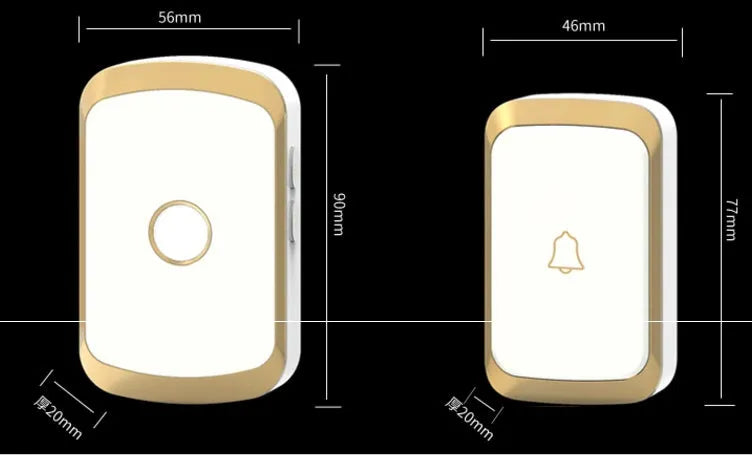 Wireless doorbell transmitter and receiver unit with 300m range and 36 melody options