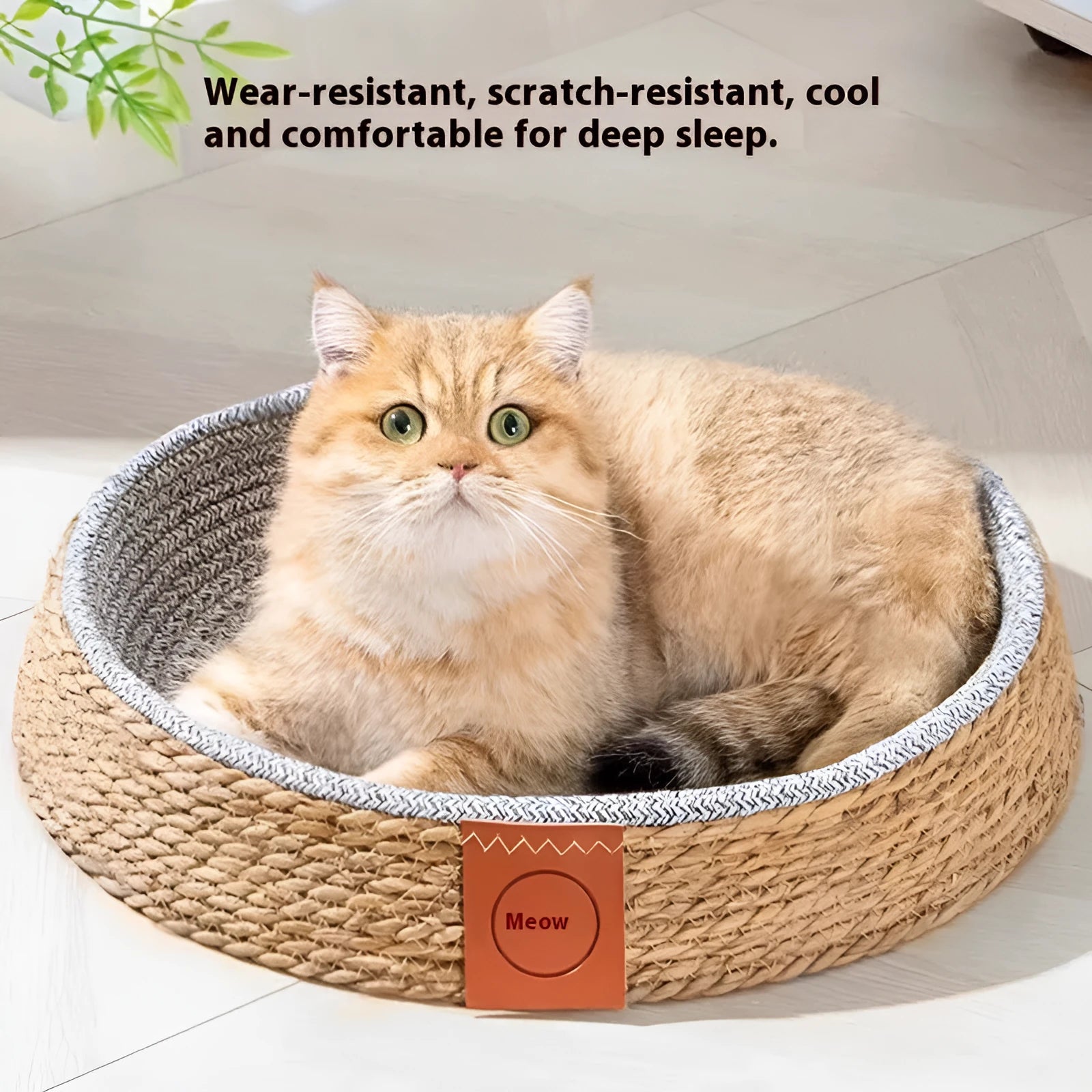 Rattan woven cat nest cage bed available in small, medium, large, and extra-large sizes.