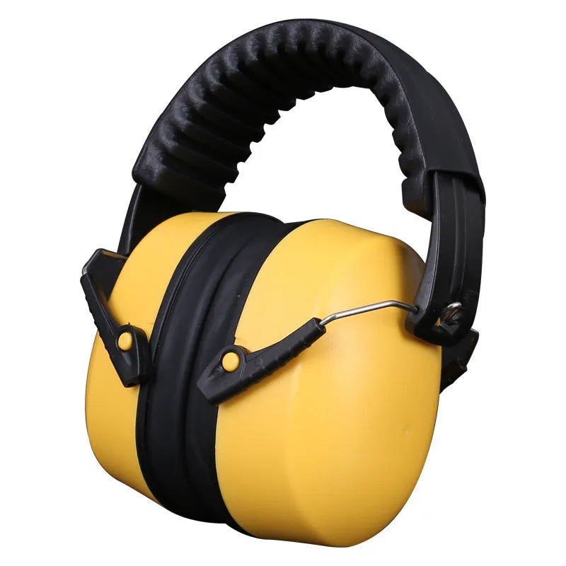 Orange adjustable noise-cancelling headphones with large ear cups on a grey background.