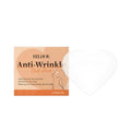 Pack of three anti-wrinkle chest pads with collagen and hyaluronic acid ingredients listed on the box.