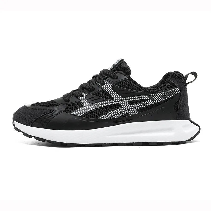Men's casual non-slip shock absorption sneaker with breathable KPU upper, popcorn rubber sole, available in white