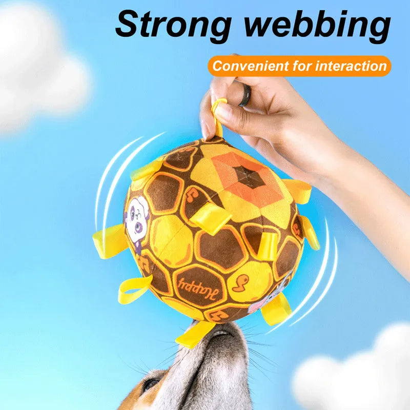 15cm plush ball dog toy with bite resistant handle for aggressive chewers