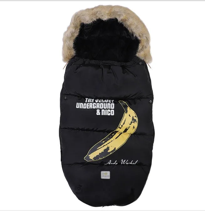 Baby stroller sleeping bag in down cotton fill, polyester fibre outer, 46x95x8cm, suitable for cold weather walks