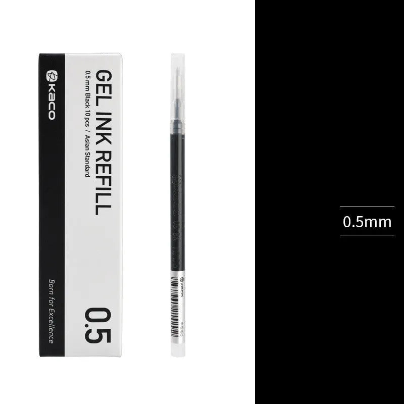 Multi-color gel pen set with 0.5mm fine point, retractable design, ABS plastic shell, and five colour refills in a vintage colour box
