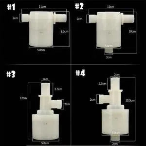 White automatic float valve made of nylon with threaded connection for water pipe installation.