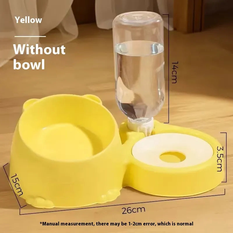 Grass green ceramic double bowl automatic pet drinking fountain with stainless steel and plastic reservoir