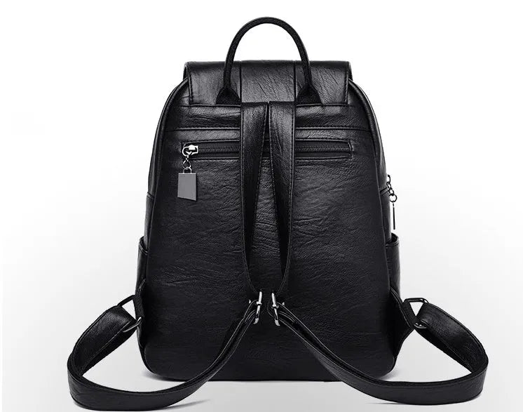 Fashion backpack in PU material with dimensions 30x24x12cm, shown in five colours including Black and Grey