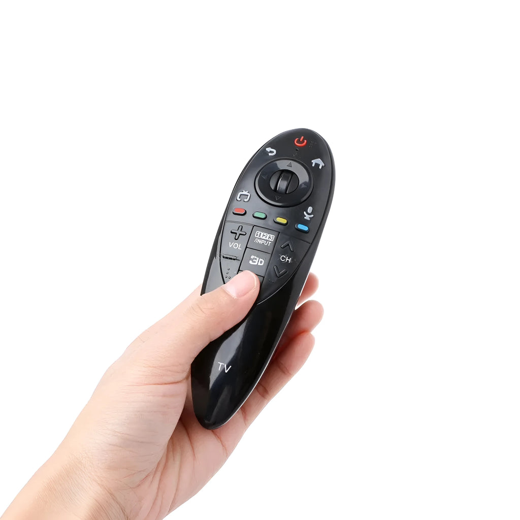 Black universal remote control for LG AN-MR500 and AN-MR500G Smart TVs showing front button layout.
