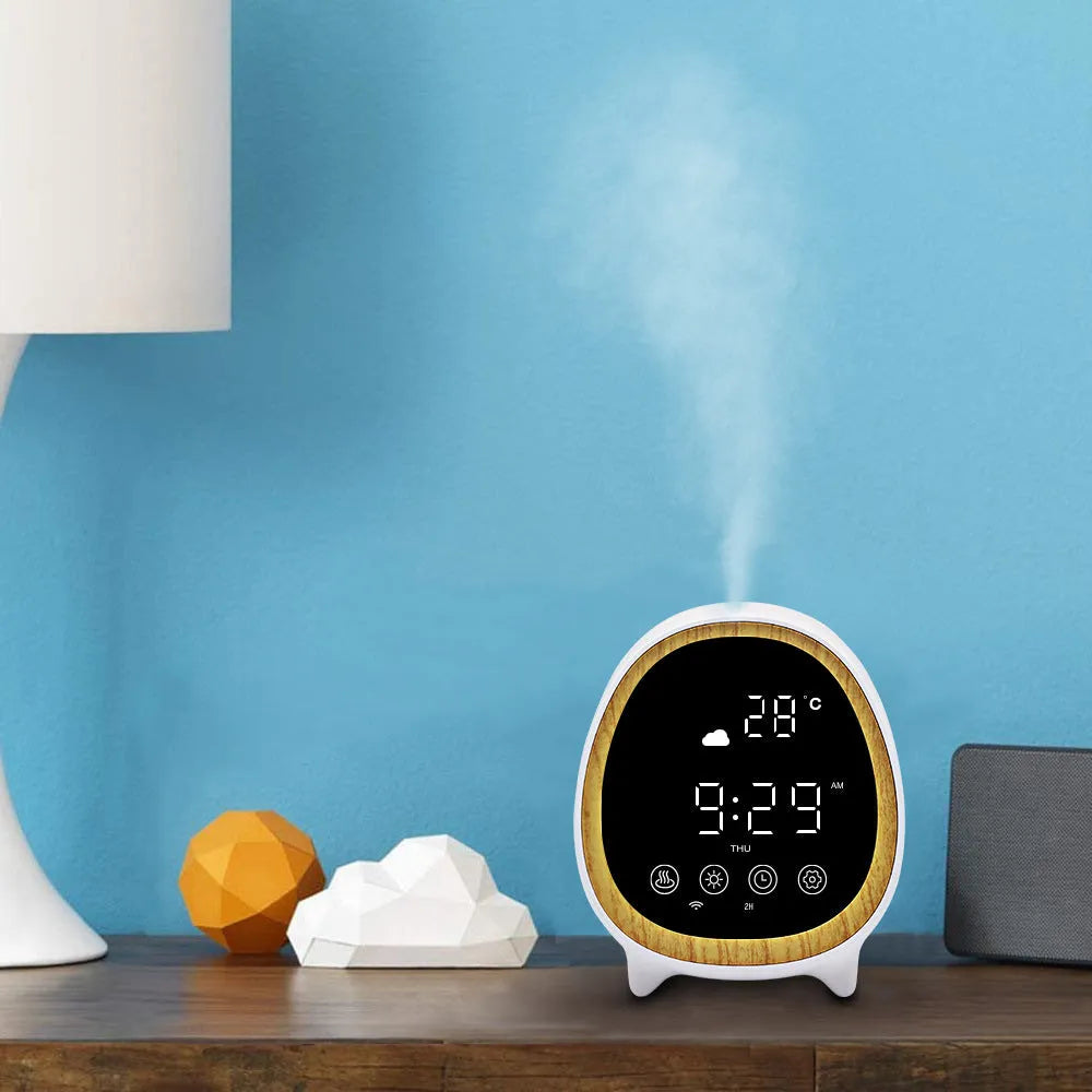 Black round smart WiFi aroma diffuser and humidifier with air purification function.