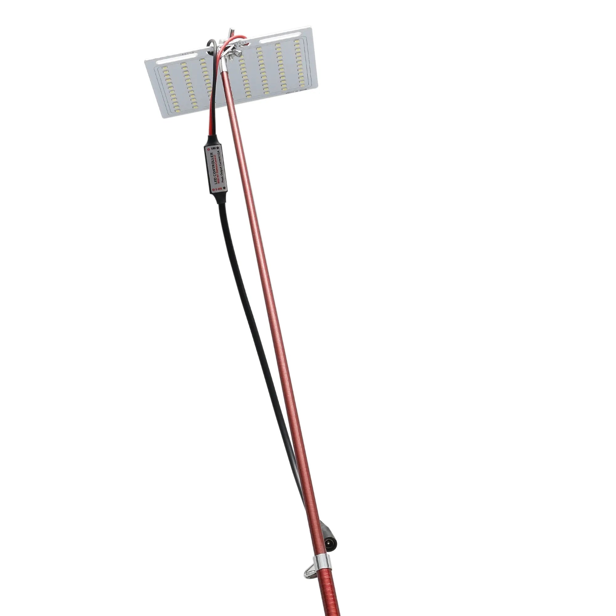 White LED fishing rod light with telescopic extension pole and remote control for outdoor use