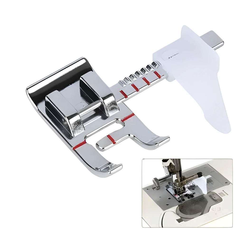 Regular fixed gauge presser foot for low shank household sewing machine with red line alignment guide