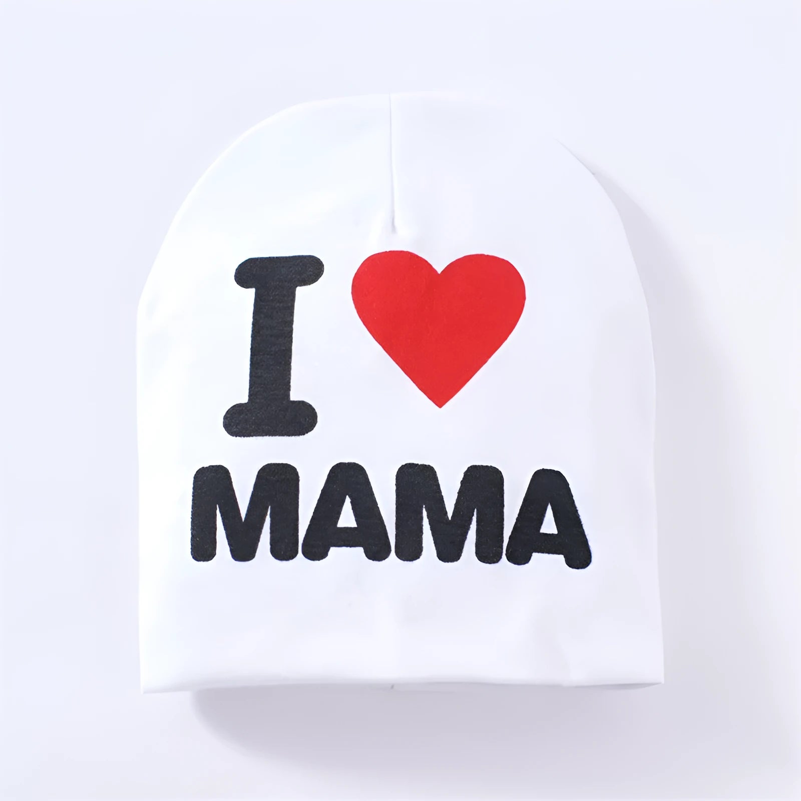 Cotton Lycra baby hat with love mama papa patterns in black grey white colours